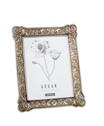 Portafotos Resina 15x20cm Plateado Ext:21,5x2x26cm