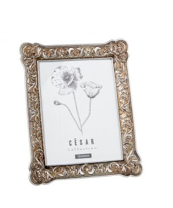 Portafotos Resina 15x20cm Plateado Ext:21,5x2x26cm