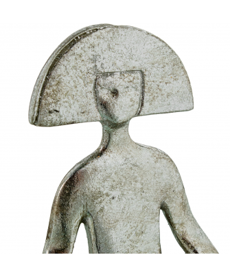 Figura Menina 23cm Resina Plateada 20x10x23cm