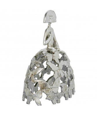 Figura Menina 23cm Resina Plateada 20x10x23cm