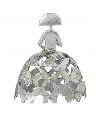 Figura Menina 23cm Resina Plateada 20x10x23cm