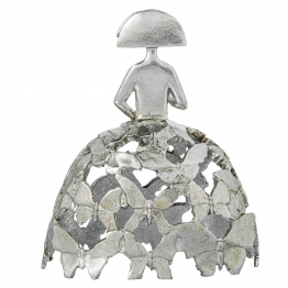 Figura Menina 23cm Resina Plateada 20x10x23cm