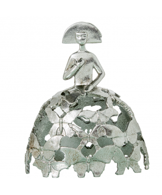 Figura Menina 23cm Resina Plateada 20x10x23cm