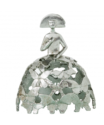 Figura Menina 23cm Resina Plateada 20x10x23cm