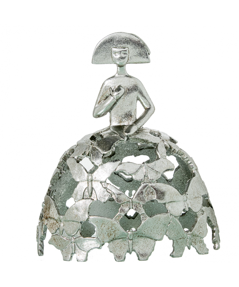 Figura Menina 23cm Resina Plateada 20x10x23cm