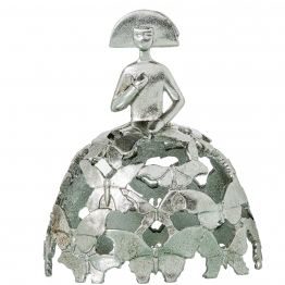 Figura Menina 23cm Resina Plateada 20x10x23cm