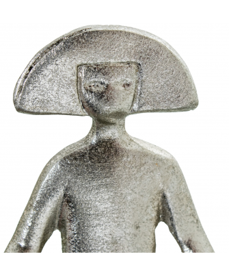 Figura Menina 18cm Resina Plateada 16x9x18cm