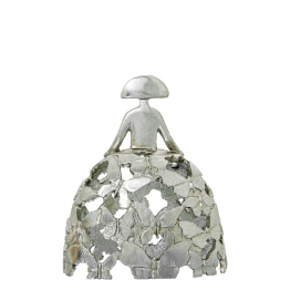 Figura Menina 18cm Resina Plateada 16x9x18cm