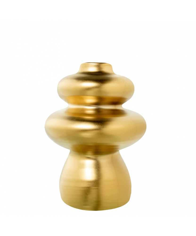 Jarron Ceramica Abstracto 20cm Oro Mate Ø15x20cm