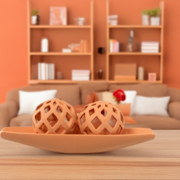 Set 2 Bolas Ceramica Calada 10cm Marron Teja Ø10cm