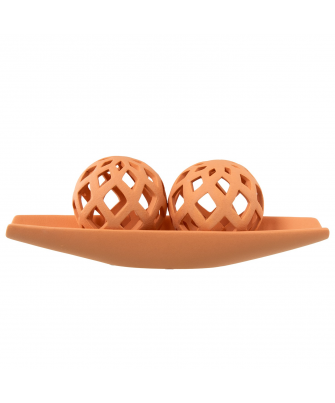 Set 2 Bolas Ceramica Calada 10cm Marron Teja Ø10cm