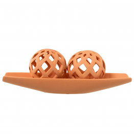Set 2 Bolas Ceramica Calada 10cm Marron Teja Ø10cm