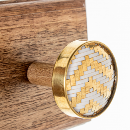 Perchero Pared Madera Mango C/2 Ganchos Latón/madera Mango 29x7x11cm