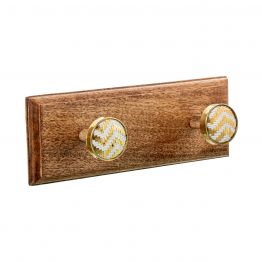 Perchero Pared Madera Mango C/2 Ganchos Latón/madera Mango 29x7x11cm
