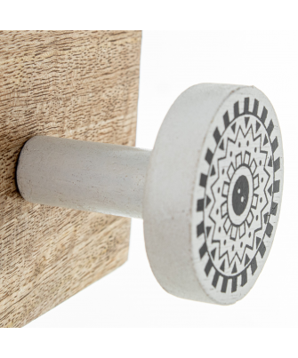 Perchero Pared Madera Mango C/4 Ganchos Latón/madera Mango 45x7,5x7m