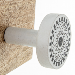 Perchero Pared Madera Mango C/4 Ganchos Latón/madera Mango 45x7,5x7m