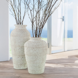 Jarrón Cerámica Blanca Ø21x43cm