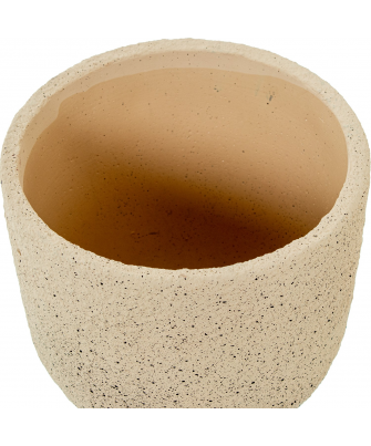 Set 2 Maceteros Cerámica Crema Ø17x20cm+ø11x13cm