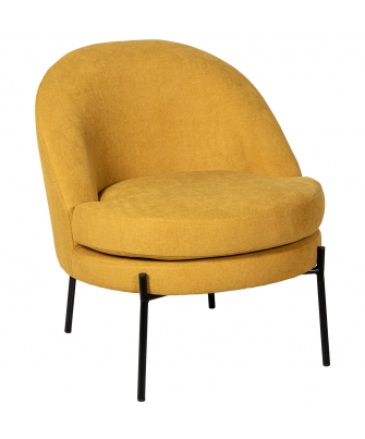 Sillon Tela Mostaza Patas Metal Negro 78x71x73 Cm
