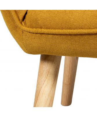Sillon Tela Mostaza Patas Madera 65x71x99 Cm