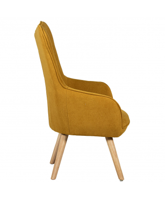 Sillon Tela Mostaza Patas Madera 65x71x99 Cm