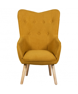Sillon Tela Mostaza Patas Madera 65x71x99 Cm