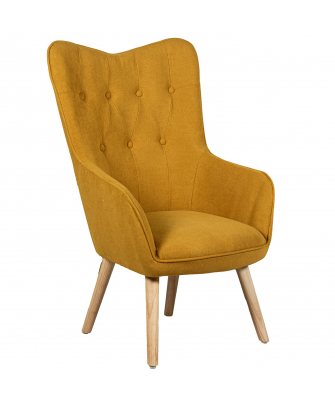 Sillon Tela Mostaza Patas Madera 65x71x99 Cm