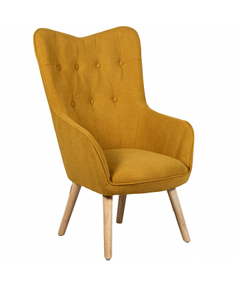 Sillon Tela Mostaza Patas Madera 65x71x99 Cm