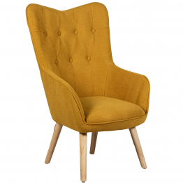 Sillon Tela Mostaza Patas Madera 65x71x99 Cm