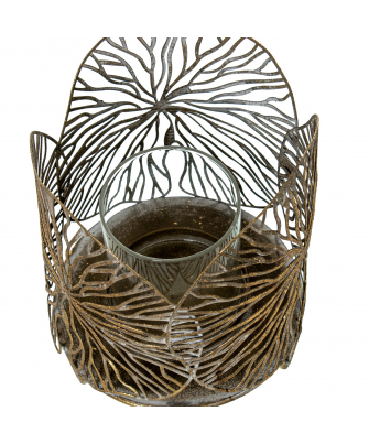 Portavelas Metal Dorado Ø13x16cm