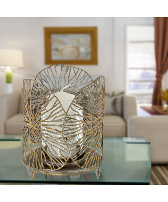 Portavelas Metal Dorado Ø13x16cm