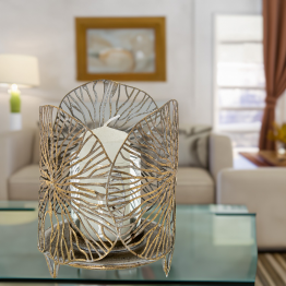 Portavelas Metal Dorado Ø13x16cm