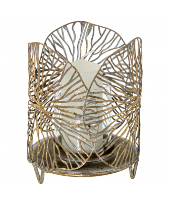 Portavelas Metal Dorado Ø13x16cm