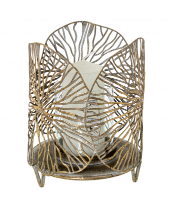 Portavelas Metal Dorado Ø13x16cm