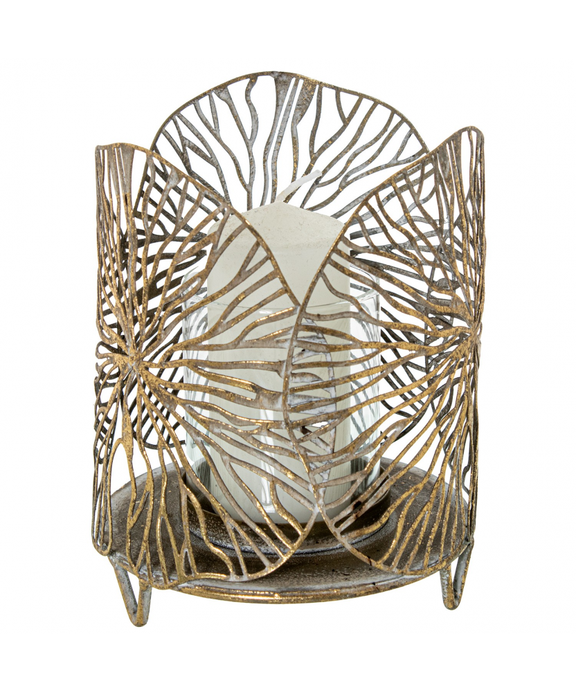Portavelas Metal Dorado Ø13x16cm