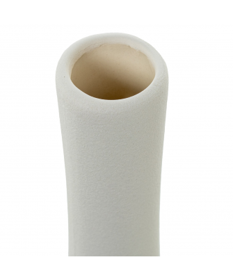 Jarron Ceramica Agujero 33cm Crema Rugosa 12x9x33cm