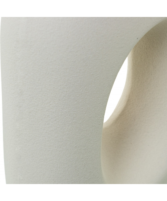 Jarron Ceramica Agujero 33cm Crema Rugosa 12x9x33cm