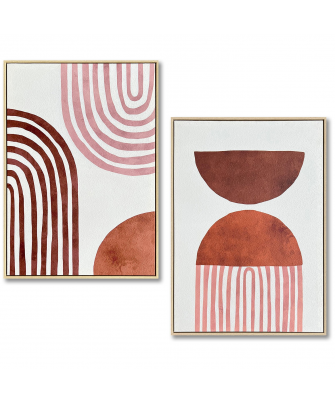 Cuadro Lienzo Marco Madera Natural 48x68cm Abstracto 50x70x3,5cm