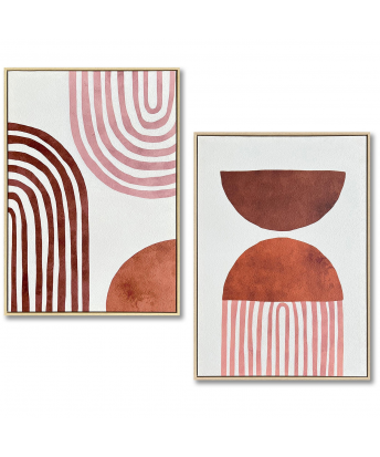 Cuadro Lienzo Marco Madera Natural 48x68cm Abstracto 50x70x3,5cm