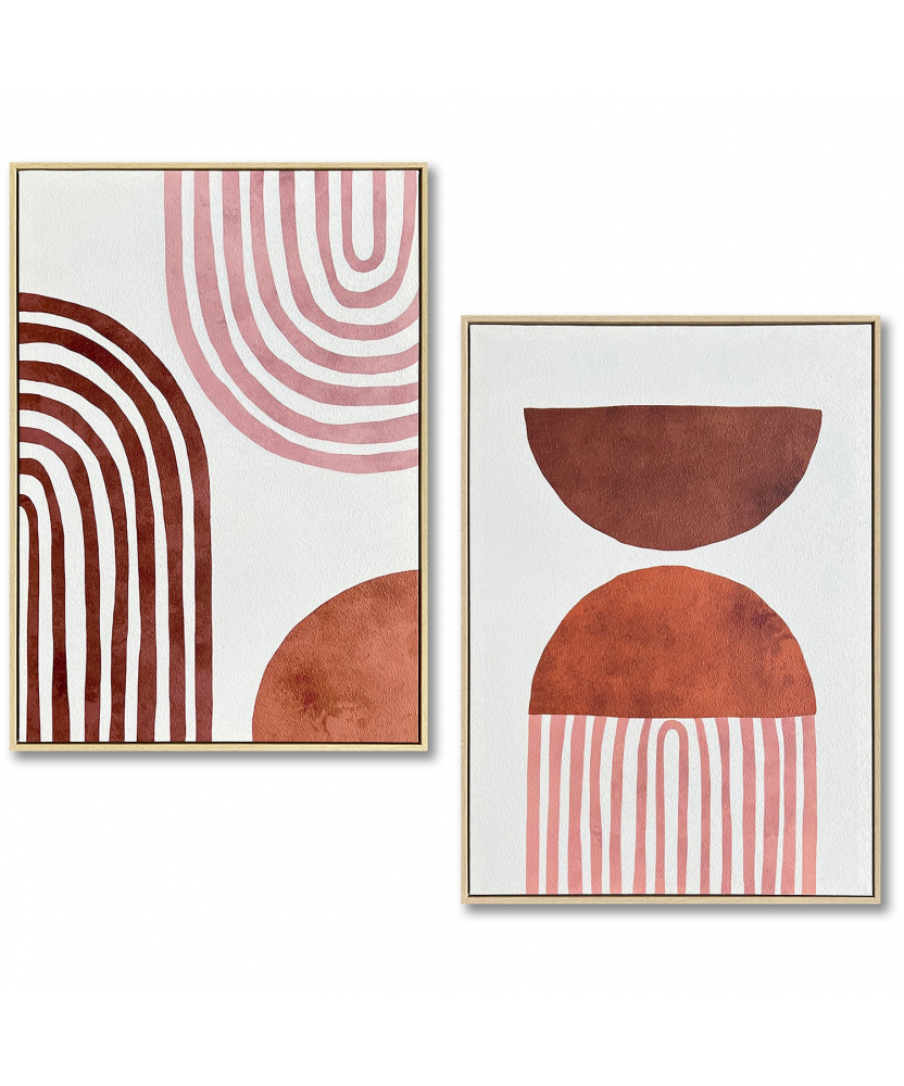 Cuadro Lienzo Marco Madera Natural 48x68cm Abstracto 50x70x3,5cm