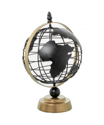 Globo Terraqueo Metal Hueco Negro 20.5x18x30cm