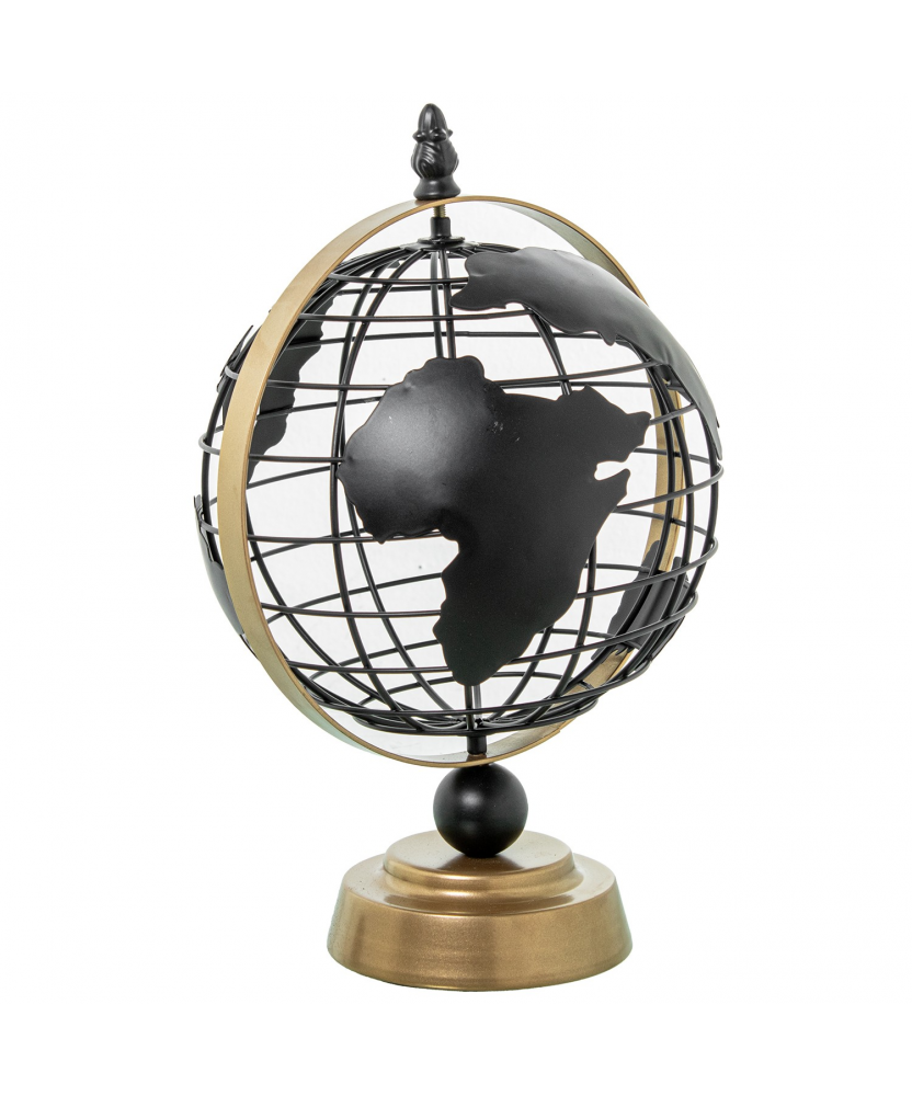 Globo Terraqueo Metal Hueco Negro 20.5x18x30cm