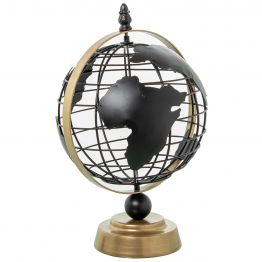 Globo Terraqueo Metal Hueco Negro 20.5x18x30cm