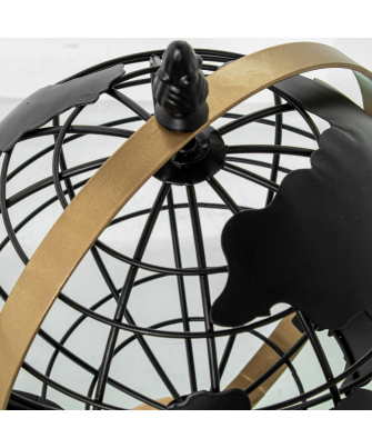 Globo Terraqueo Metal Hueco Negro 20.5x18x30cm