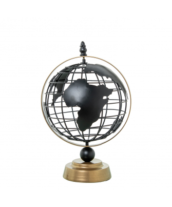 Globo Terraqueo Metal Hueco Negro 20.5x18x30cm