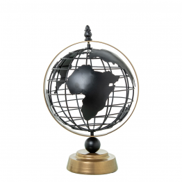 Globo Terraqueo Metal Hueco Negro 20.5x18x30cm