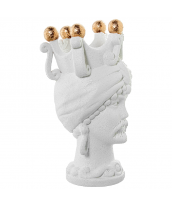 Jarrón Cerámica Abstracto 34cm Blanco 27x9x34cm