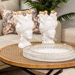 Jarrón Cerámica Abstracto 34cm Blanco 27x9x34cm