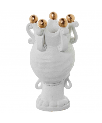 Jarrón Cerámica Abstracto 34cm Blanco 27x9x34cm