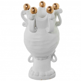Jarrón Cerámica Abstracto 34cm Blanco 27x9x34cm